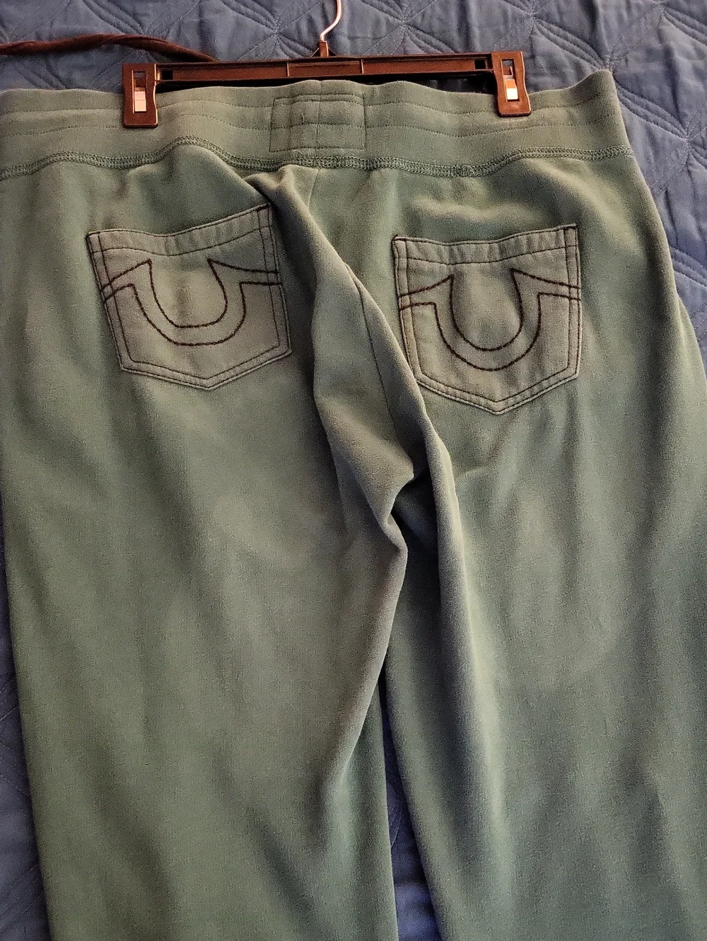 True Religion Teal and Black Logo Hooded Sweatsuit Xl